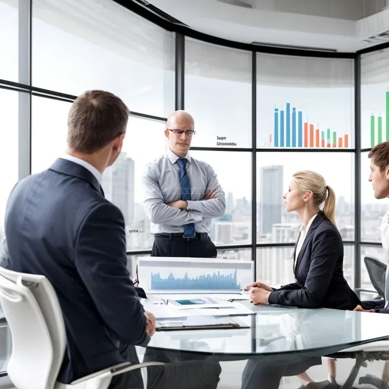 Sessão de coaching executivo com líder em sala de reunião